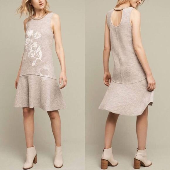 nwt ANTHROPOLOGIE KNITTED & KNOTTED sz PL AFTERLIGHT wool drop waist dress - Picture 1 of 4